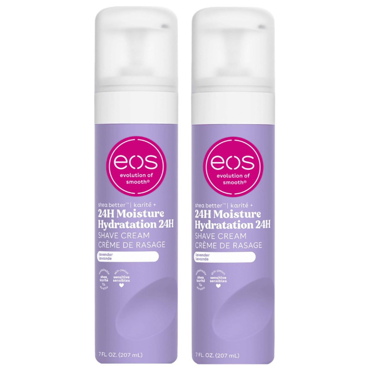 eos Crème à Raser Lavande 2-Pack avec Beurre de Karité, vue de face