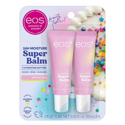 eos Super Balm Hydratation 24H saveur Gâteau d'Anniversaire avant