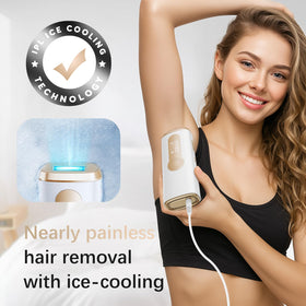 Épilateur IPL AMOTAOS en utilisation sur les jambes