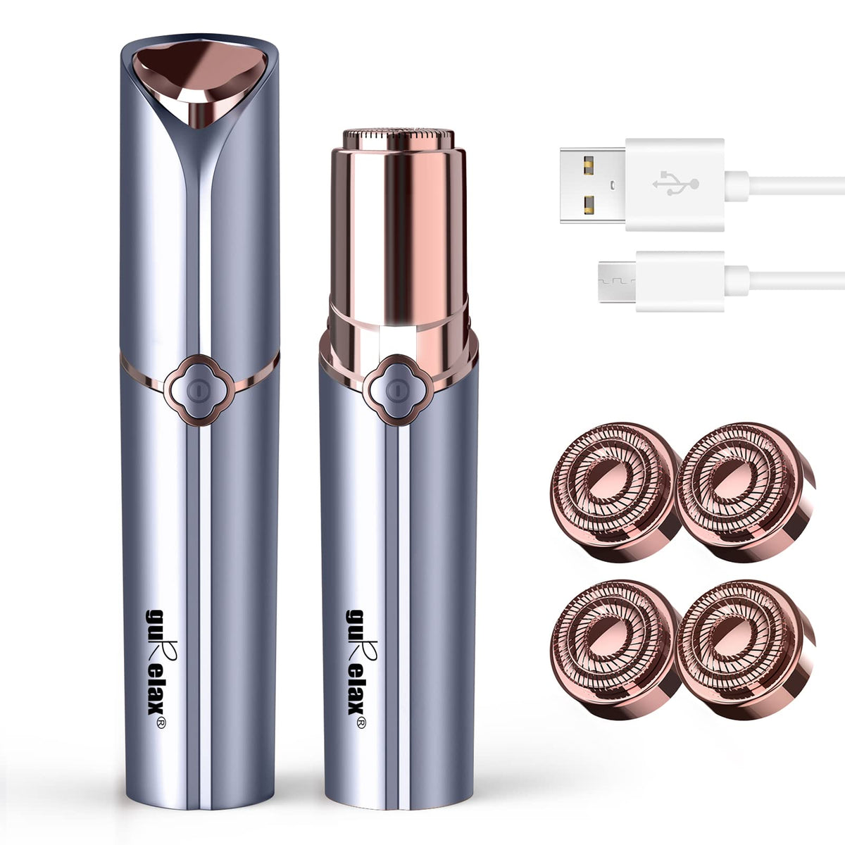 Épilateur visage gurelax avec tête dorée et design élégant