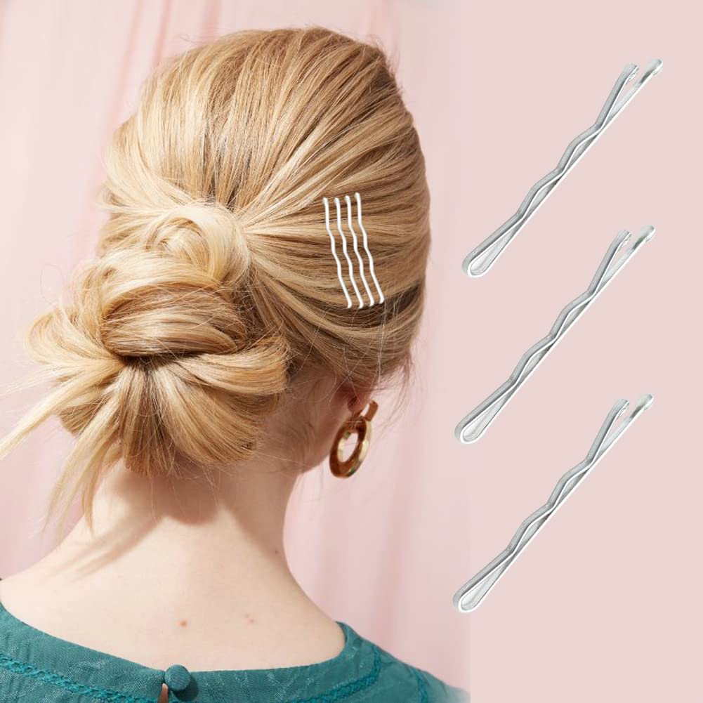 Épingles à cheveux argentées avec revêtement en caoutchouc sur le bout