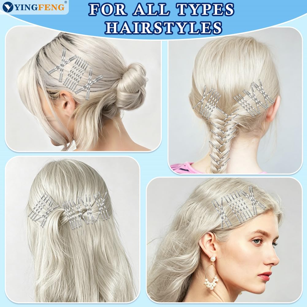 Épingles à cheveux argentées YINGFENG sur un fond blanc