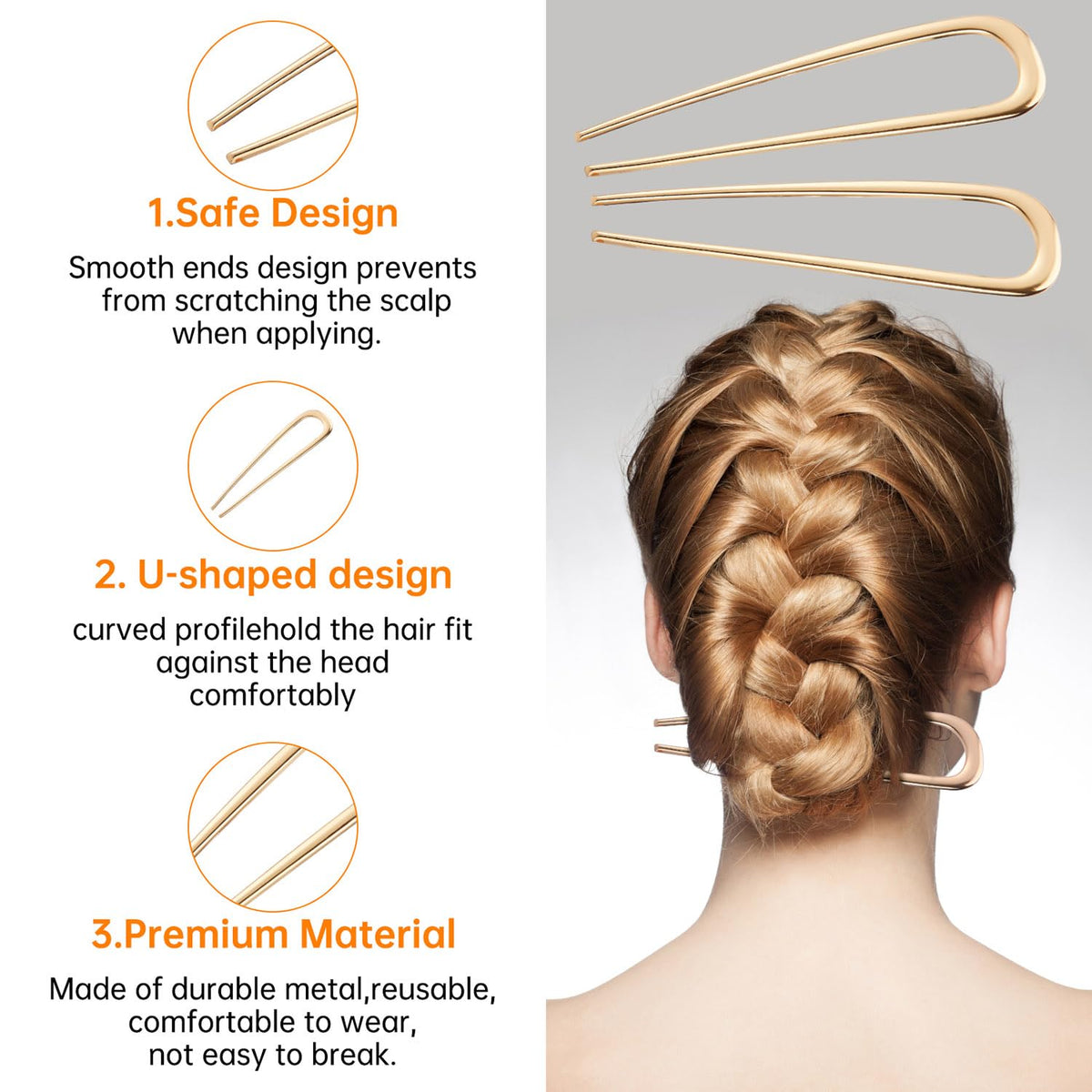 Épingles à cheveux BEoffer sur un fond blanc, détails de finition