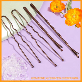 Épingles à cheveux brunes en métal avec boules de protection