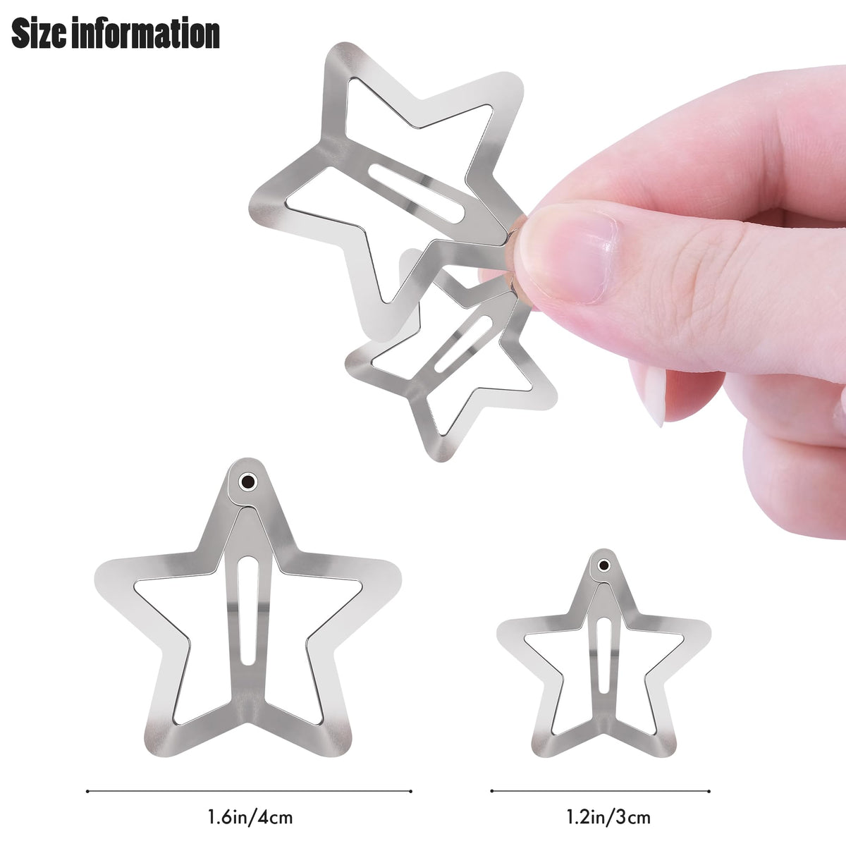 Épingles à cheveux étoile argent SAOROPEB - taille 1,18 pouces