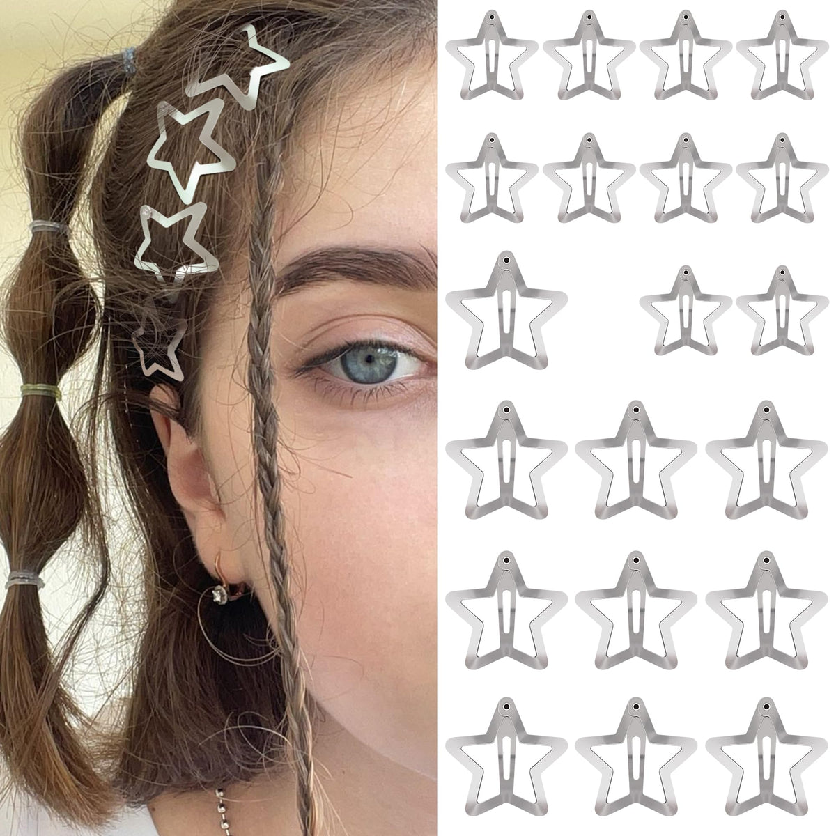 Épingles à cheveux étoile argent SAOROPEB - taille 1,57 pouces