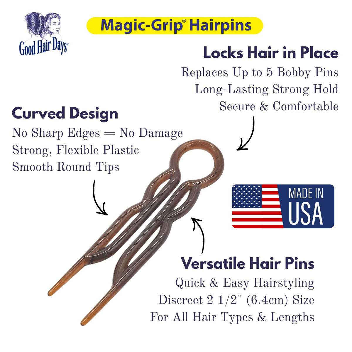 Épingles à cheveux Good Hair Days en usage avec une coiffure élégante