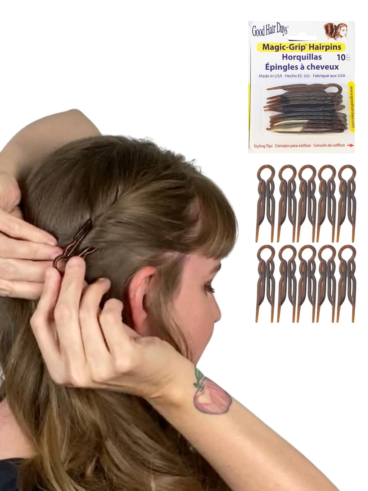 Épingles à cheveux Good Hair Days modèle transparent vue de face