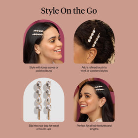 Épingles à cheveux Kitsch avec gemmes blanches, en situation sur des vagues