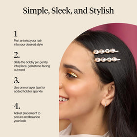 Épingles à cheveux Kitsch avec gemmes blanches, vue latérale