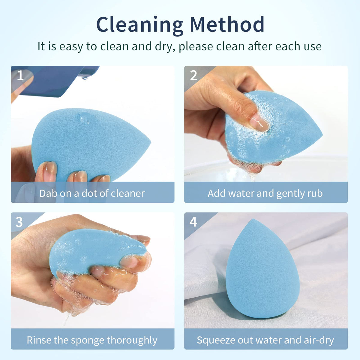 Éponge à maquillage BEAKEY lors d'une utilisation quotidienne