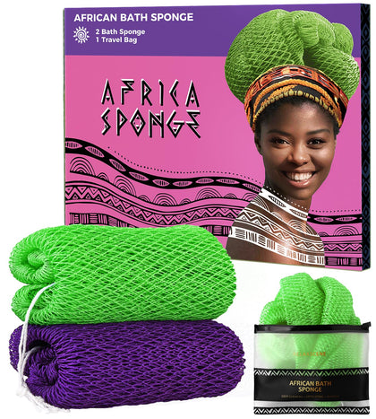 Éponge de bain africaine RelaxScene couleur verte et violette