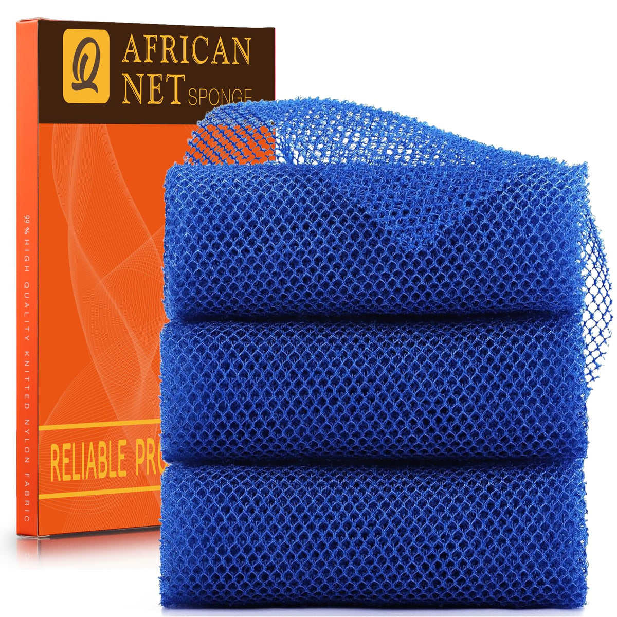 Éponge de bain africaine UJFQBH en bleu, vue de face