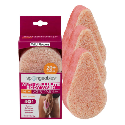 Éponge de bain anti-cellulite Spongeables, modèle Wild Flower, vue de face