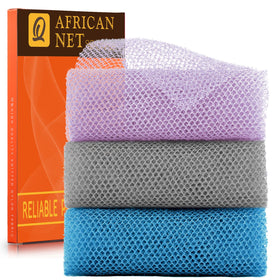 Éponge de bain exfoliante africaine UJFQBH en couleur violet, gris et bleu