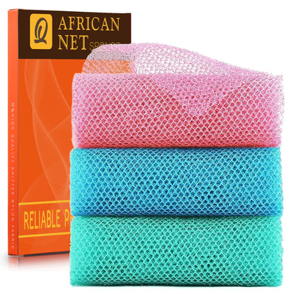 Éponge de bain exfoliante africaine UJFQBH en rose, bleu et vert