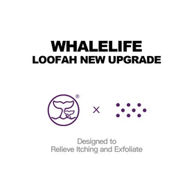 Éponge de bain Loofah WhaleLife avec mise en scène dans la salle de bain