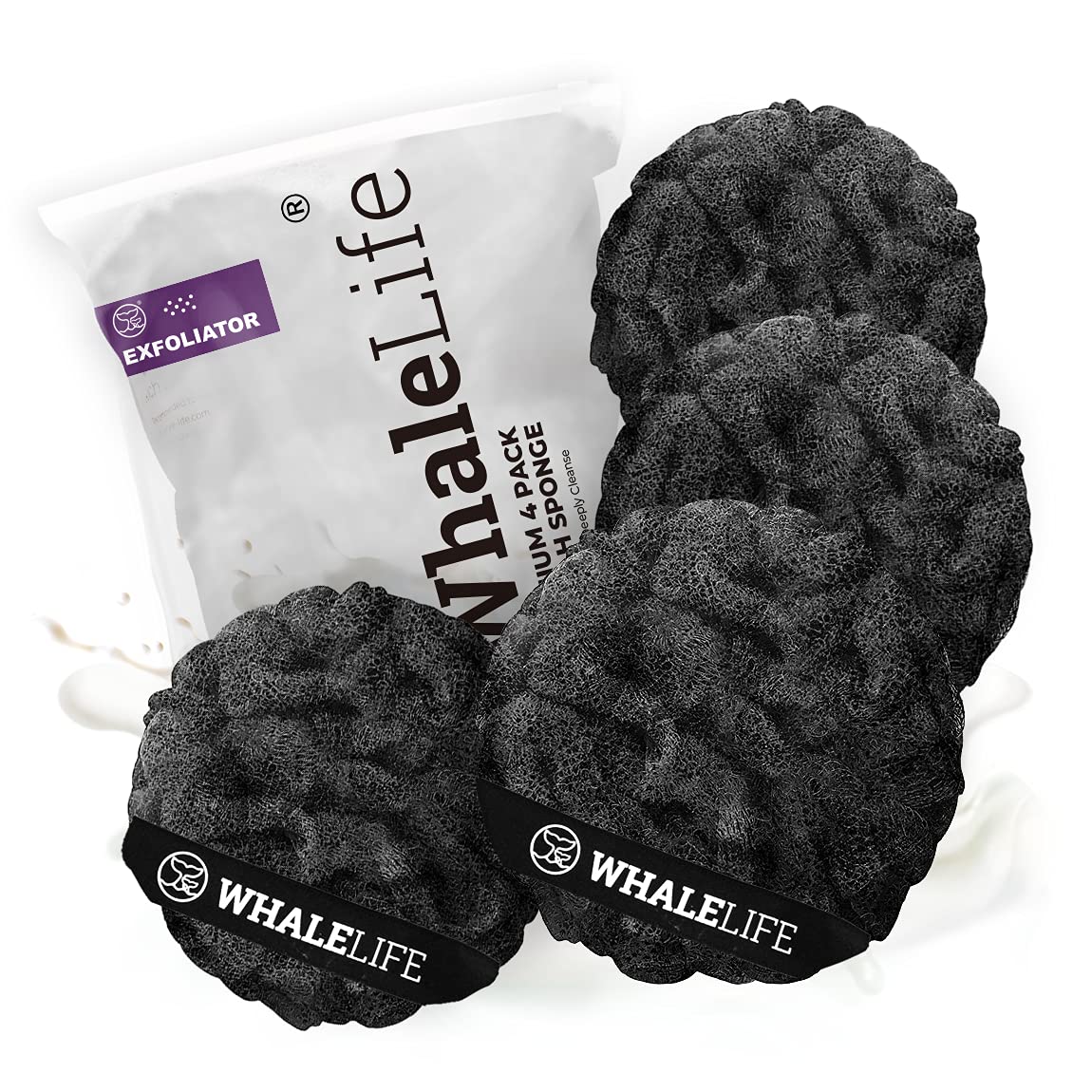 Éponge de bain Loofah WhaleLife pack de 4 avec surface rugueuse