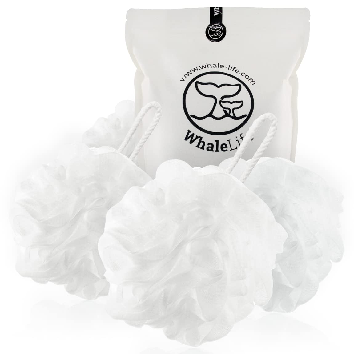 Éponge de bain Loofah WhaleLife pack de quatre, vue de face