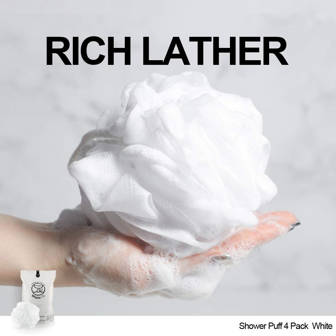 Éponge de bain Loofah WhaleLife, texture douce et mousse abondante