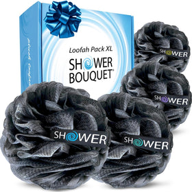 Éponge de bain Shower Bouquet en charbon noir vue de face
