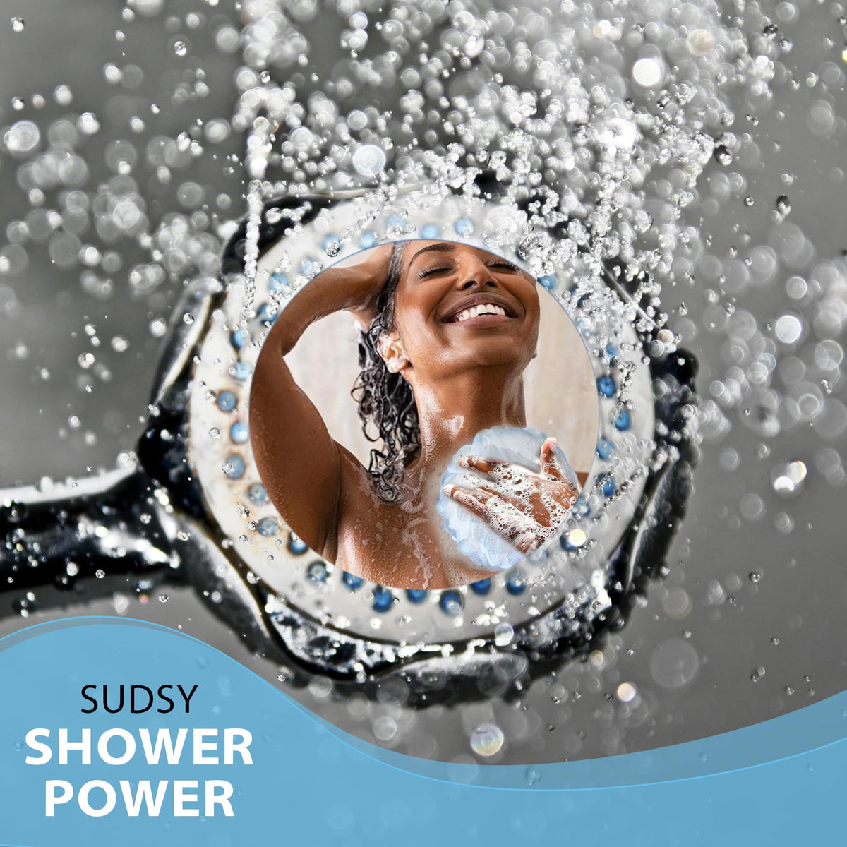 Éponge de bain Shower Bouquet en cool-gray avec nœud triple