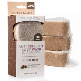 Éponge de bain Spongeables anti-cellulite au café vue de face