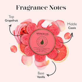 Éponge de Bain SPONGELLÉ Grapefruit Cassis en utilisation sous l'eau