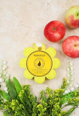 Éponge de bain SPONGELLÉ Sweet Patchouli avec ingrédients clés