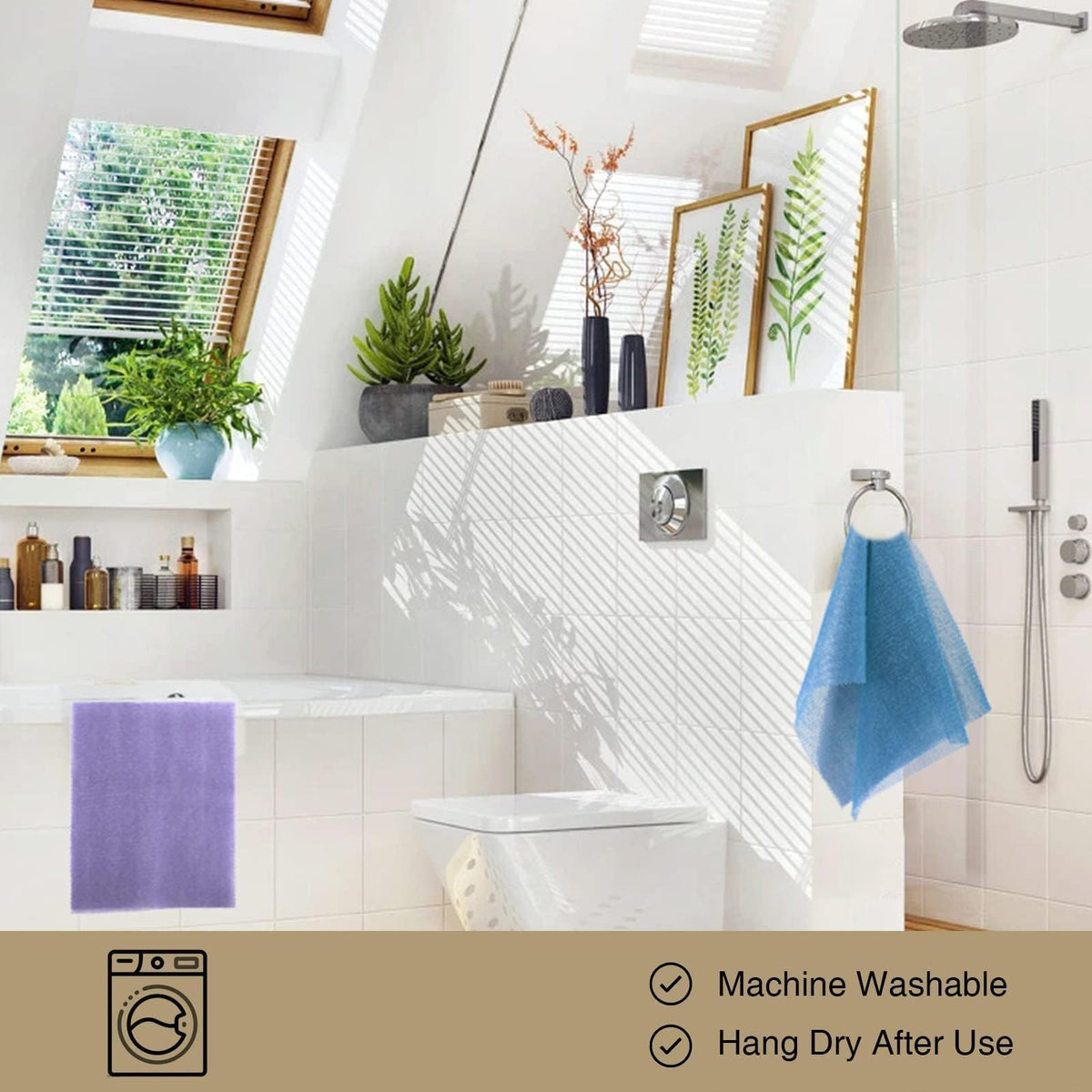 Éponge de bain UJFQBH dans un environnement de salle de bain