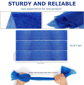 Éponge de bain UJFQBH déroulée, montrant sa longueur de 80 cm
