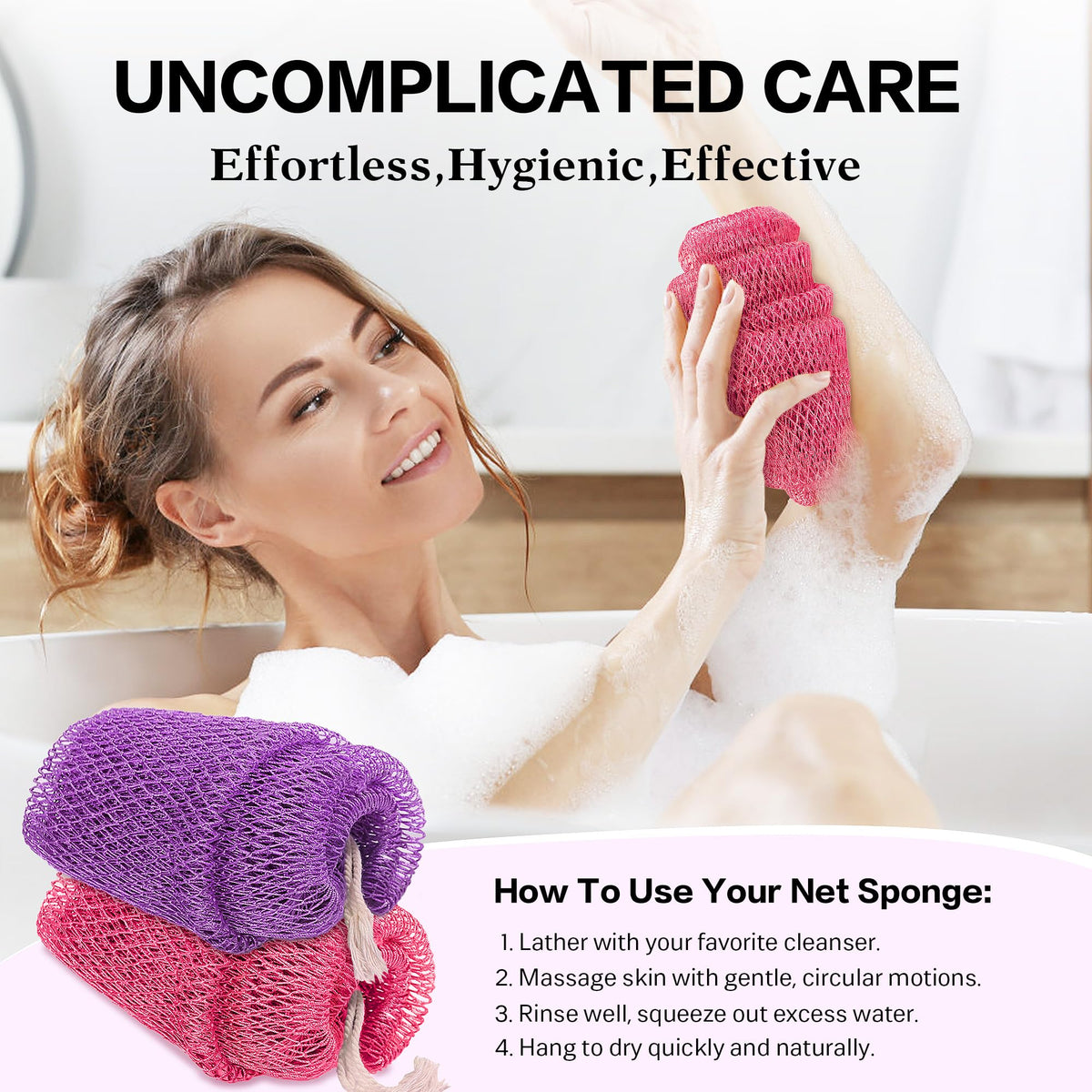 Éponge de bain UJFQBH en utilisation sous la douche