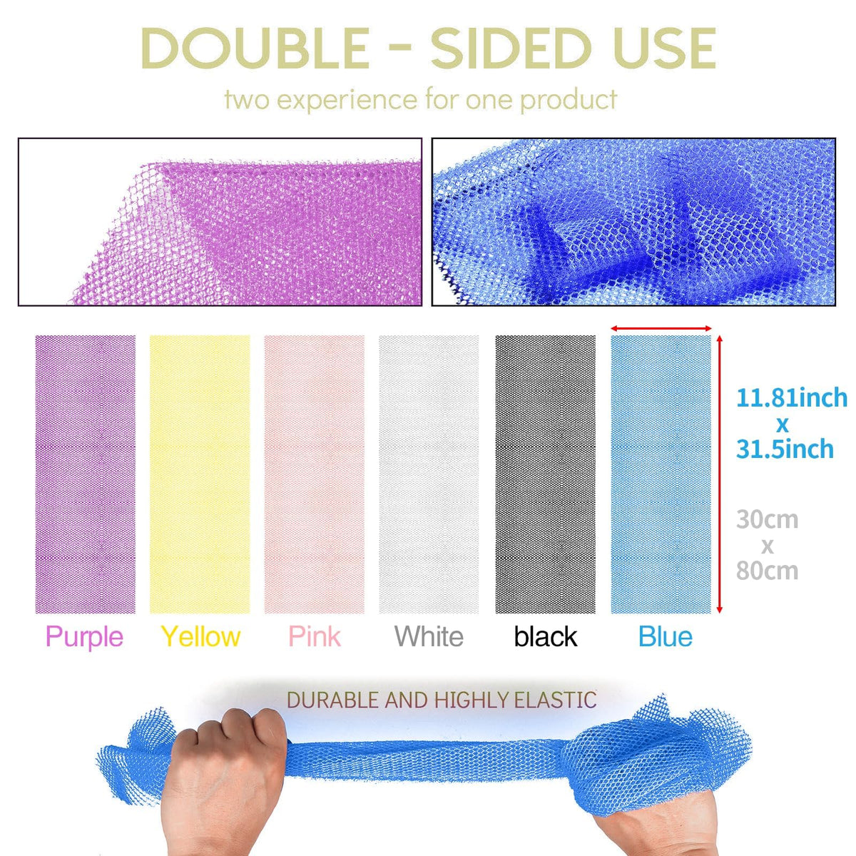Éponge de bain UJFQBH en violet, vue de dos