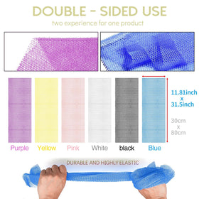 Éponge de bain UJFQBH en violet, vue de dos