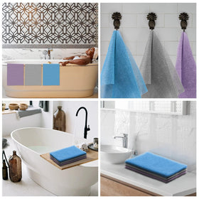 Éponge de bain UJFQBH étendue montrant sa longueur de 80 cm
