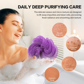 Éponge de bain UJFQBH vue de côté avec mousse