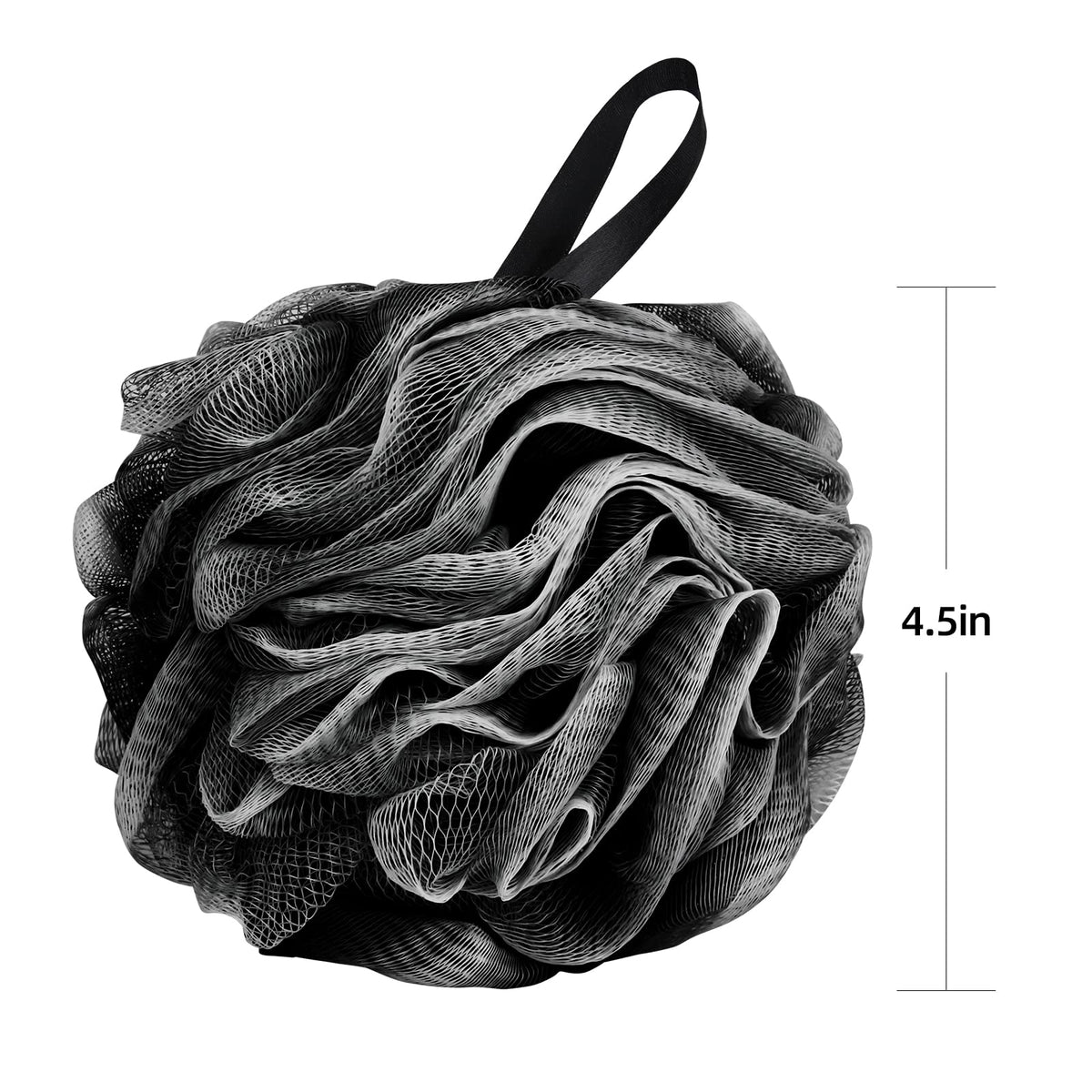 Éponge de douche luffa Fu Store noire en utilisation avec du gel douche