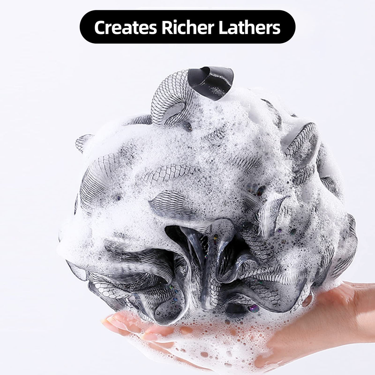Éponge de douche luffa Fu Store noire, vue de dos