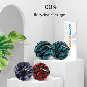 Éponge de luffa AmazerBath en utilisation dans la douche
