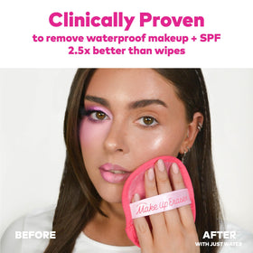 Éponge démaquillante MakeUp Eraser côté court avec étiquette