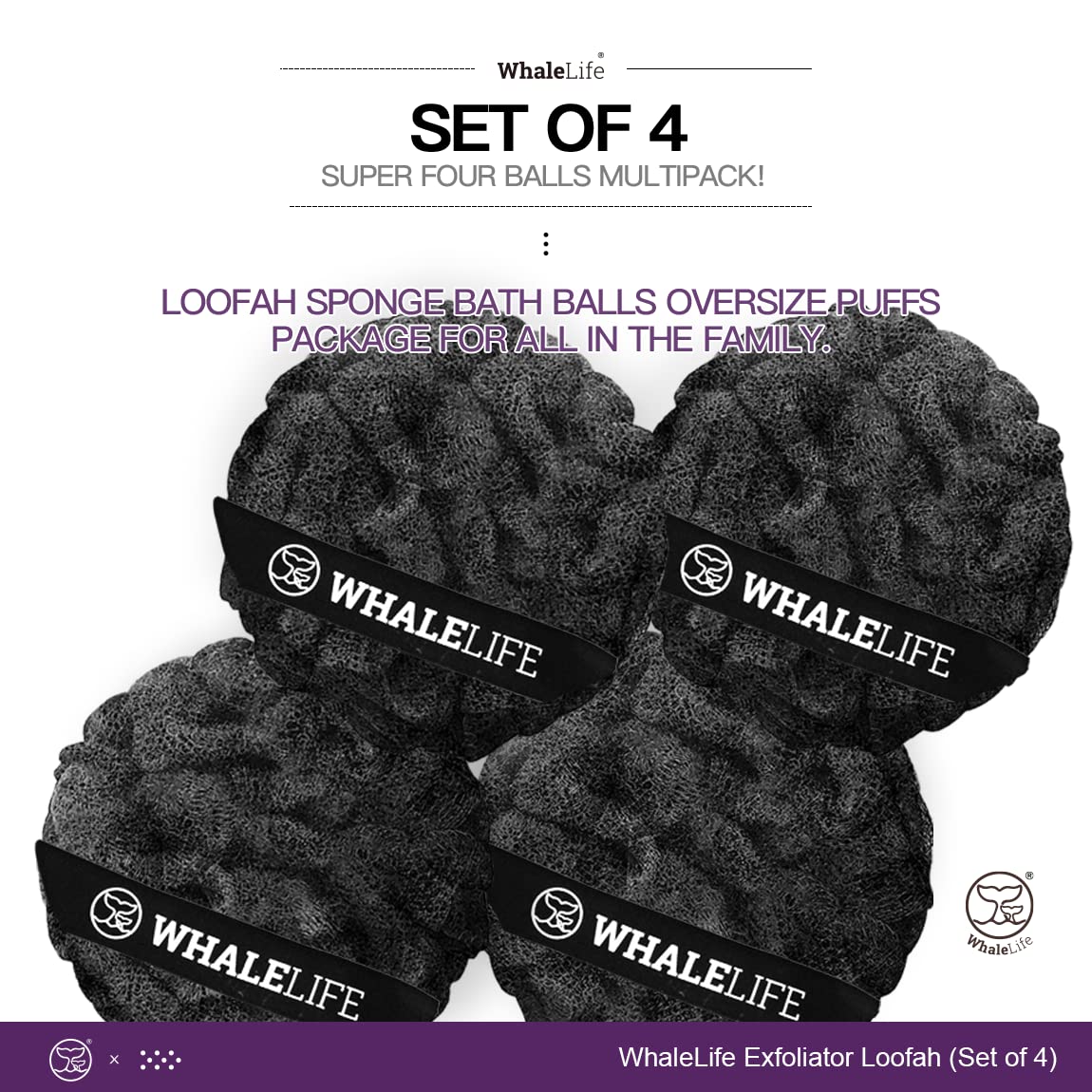 Éponge en loofah WhaleLife montrant sa capacité de mousse