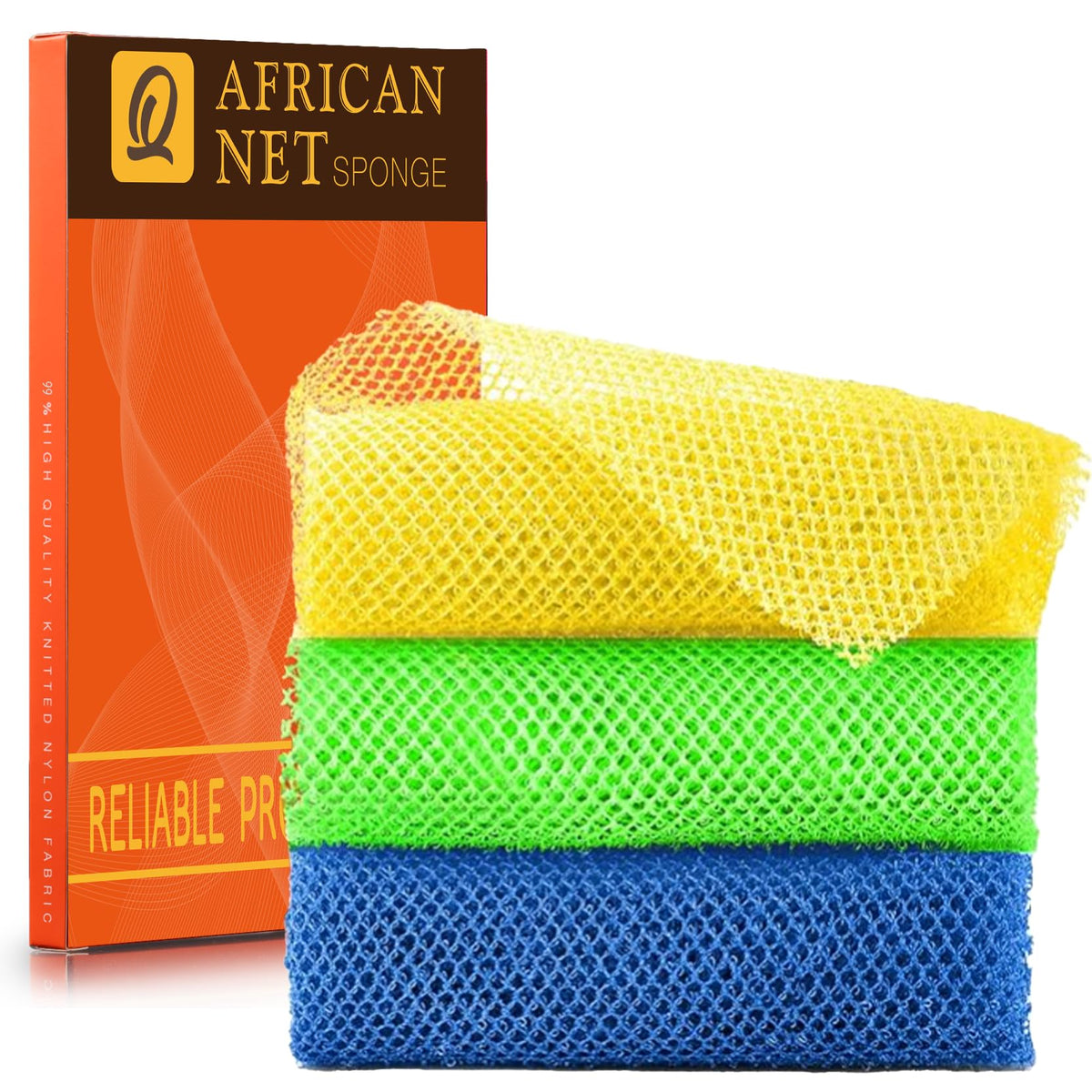 Éponge exfoliante africaine UJFQBH jaune, vue de face