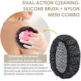 Éponge exfoliante INNERNEED en maille nylon avec gommage en silicone