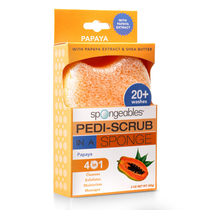 Éponge exfoliante pour pieds Spongeables, modèle papaye, vue de face