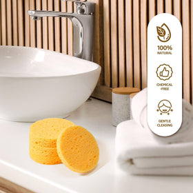 Éponge GAINWELL en cellulose naturelle dans un environnement de spa