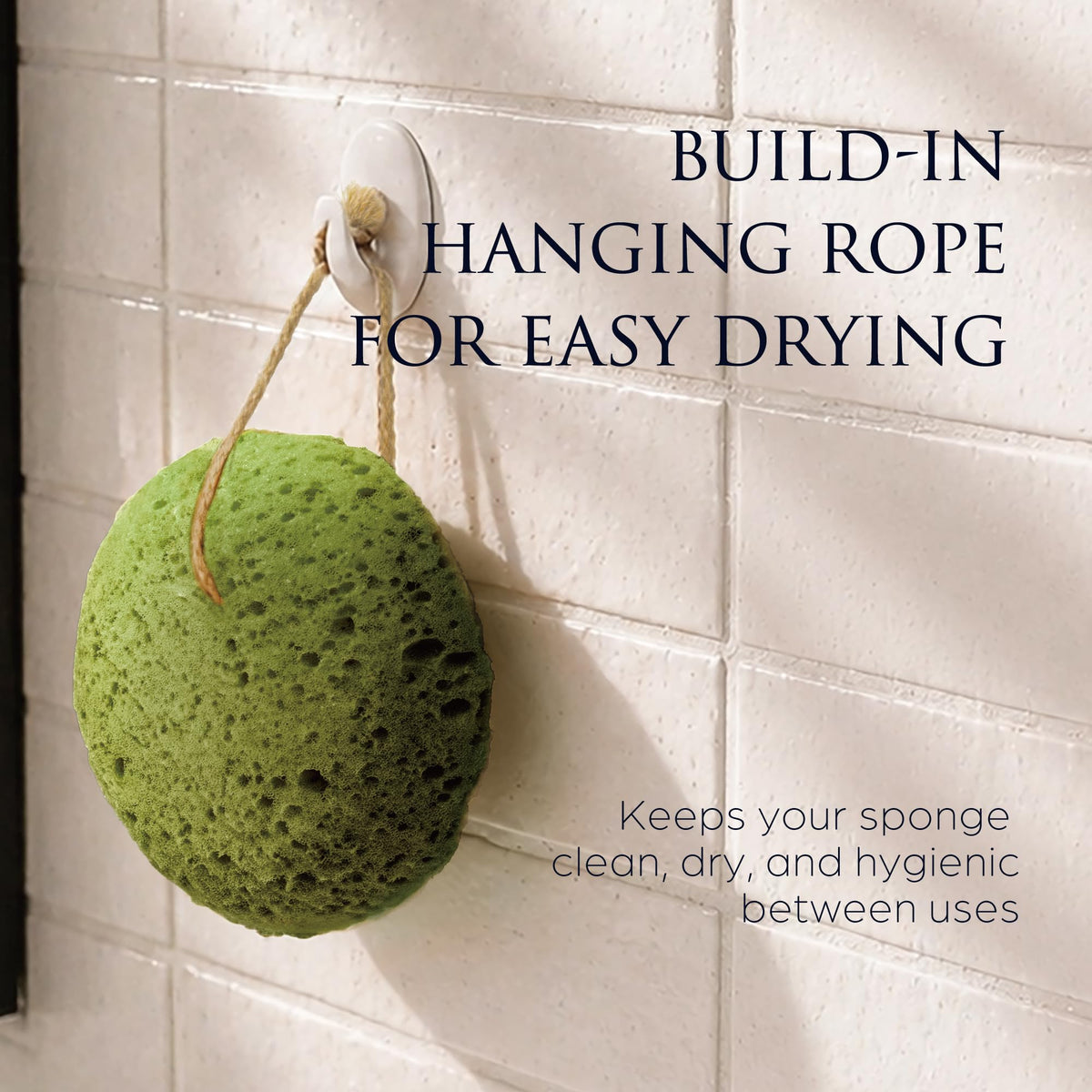 Éponge loofah Spongentle affichée avec ses dimensions