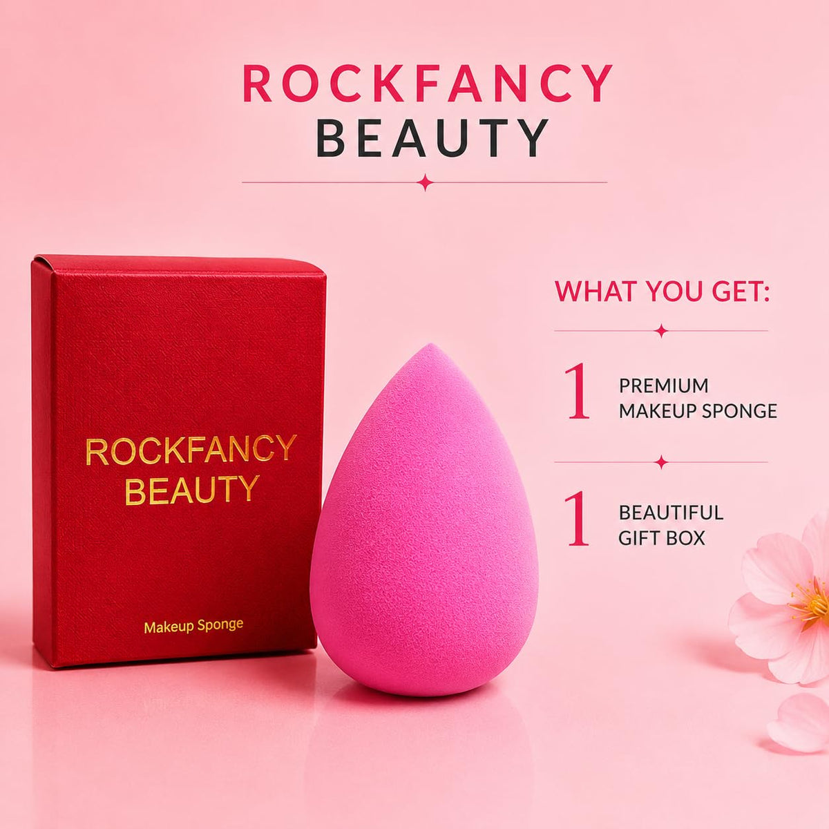 Éponge RockFancy Beauty mouillée, montrant le double de sa taille