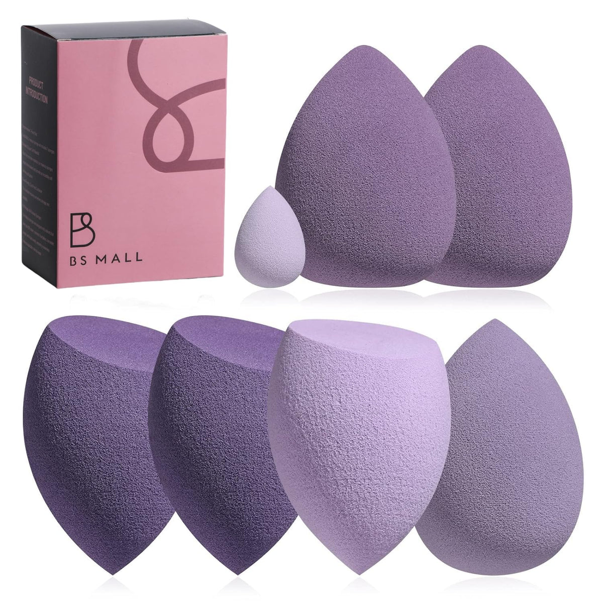 Éponges à maquillage BS-MALL de couleur rose, ensemble de 6 pièces