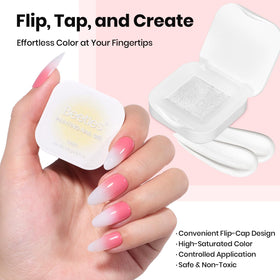 Éponges à ongles ombre dans leur boîtier de rangement