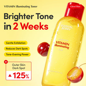EQQUALBERRY Tonique Illuminant 150ml vue arrière avec ingrédients